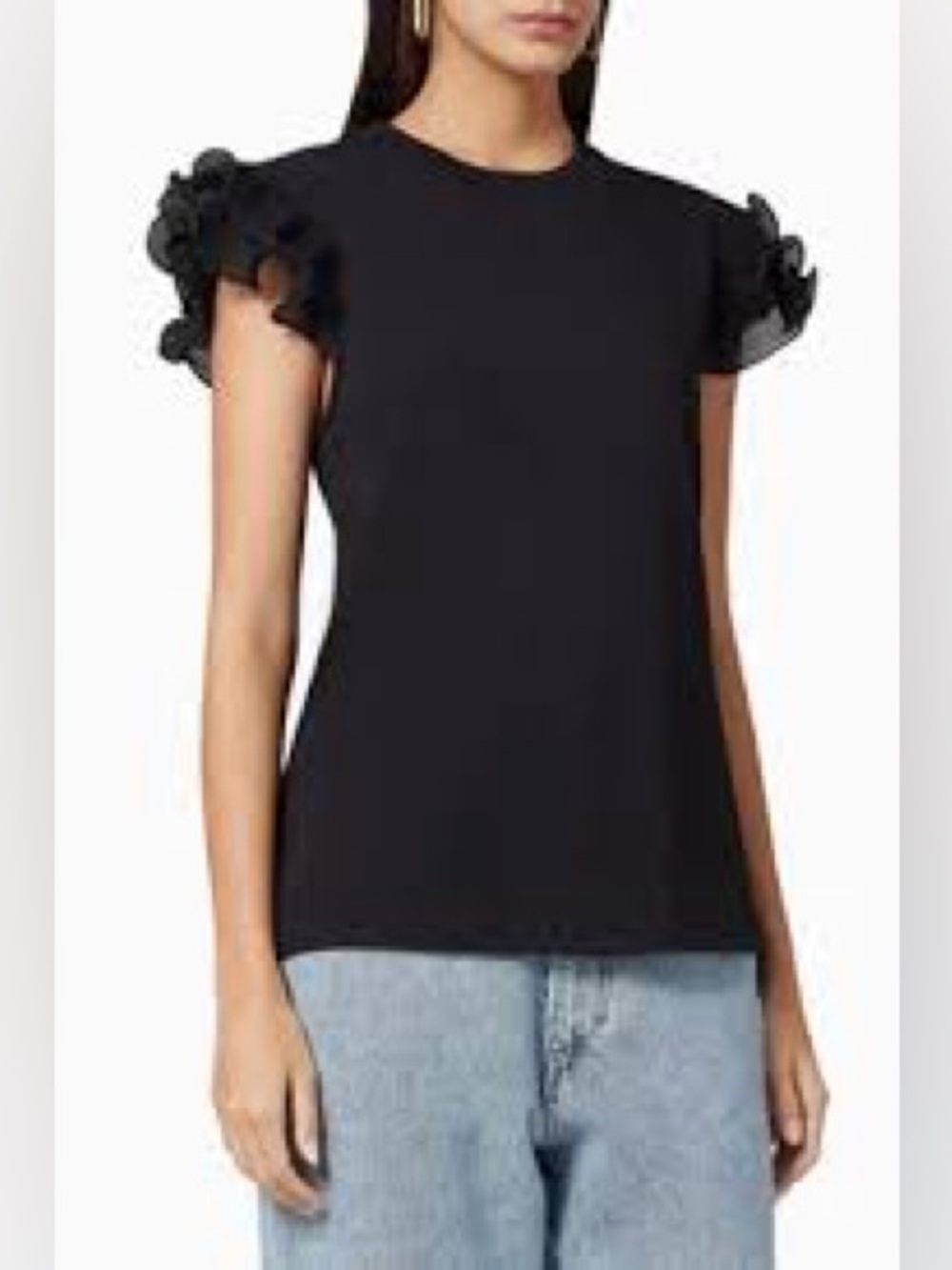See by Chloe Black Ruffle Sleeve Women’s Top